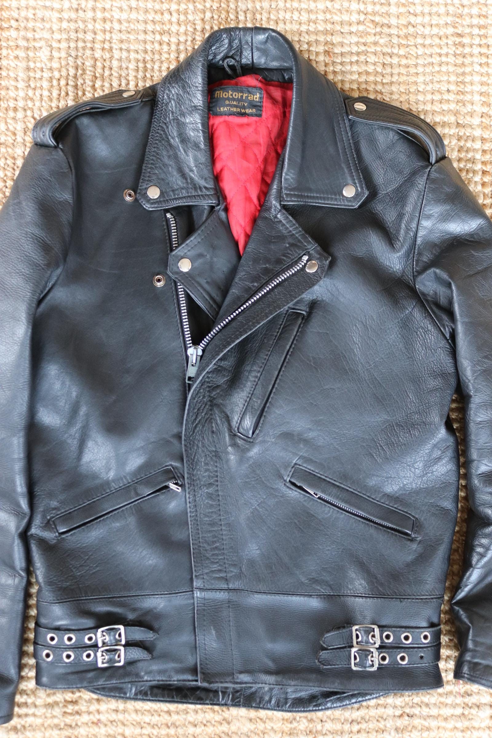 Vintage 1980s black leather biker jacket - 44” chest