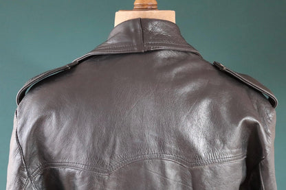 Vintage 1980s black leather biker jacket - 44” chest