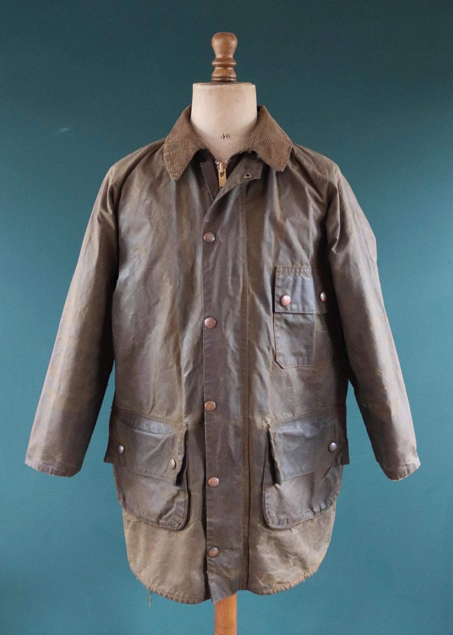 Vintage 1970s Barbour Solway waxed jacket - single crest - 49” chest