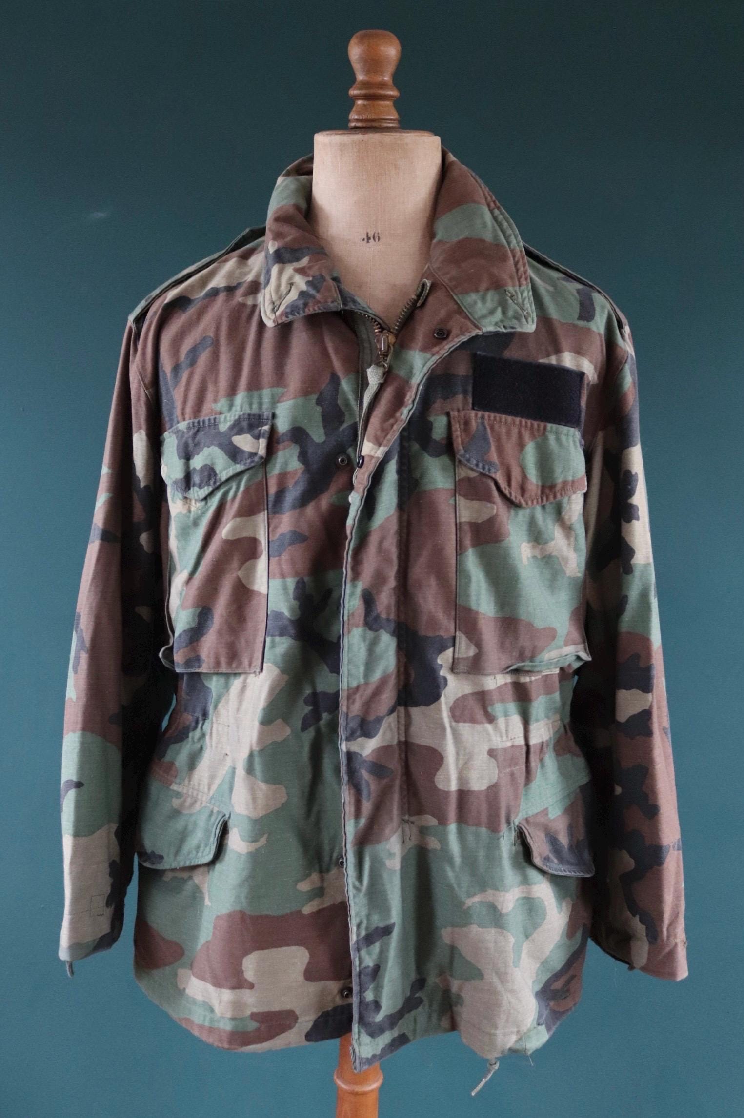 Vintage 1980s US army camouflage M-65 field jacket - 48" chest