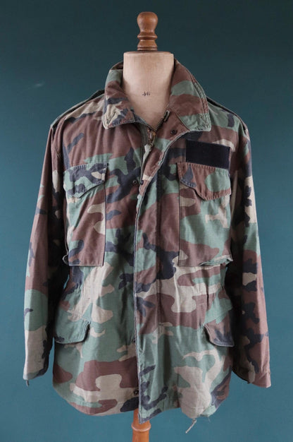 Vintage 1980s US army camouflage M-65 field jacket - 48" chest
