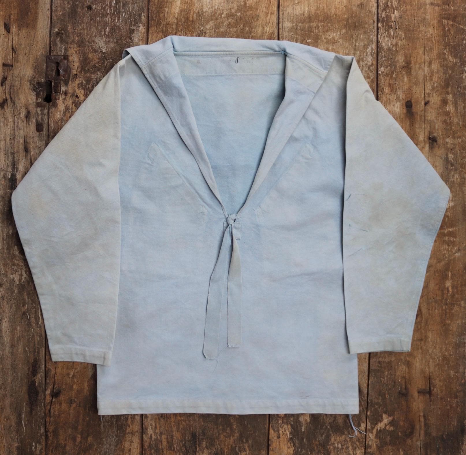 Vintage WW1 era Royal Navy linen duck jumper - antique sailors workwear shirt - 39” chest