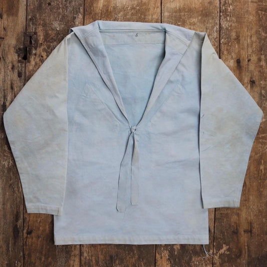 Vintage WW1 era Royal Navy linen duck jumper - antique sailors workwear shirt - 39” chest