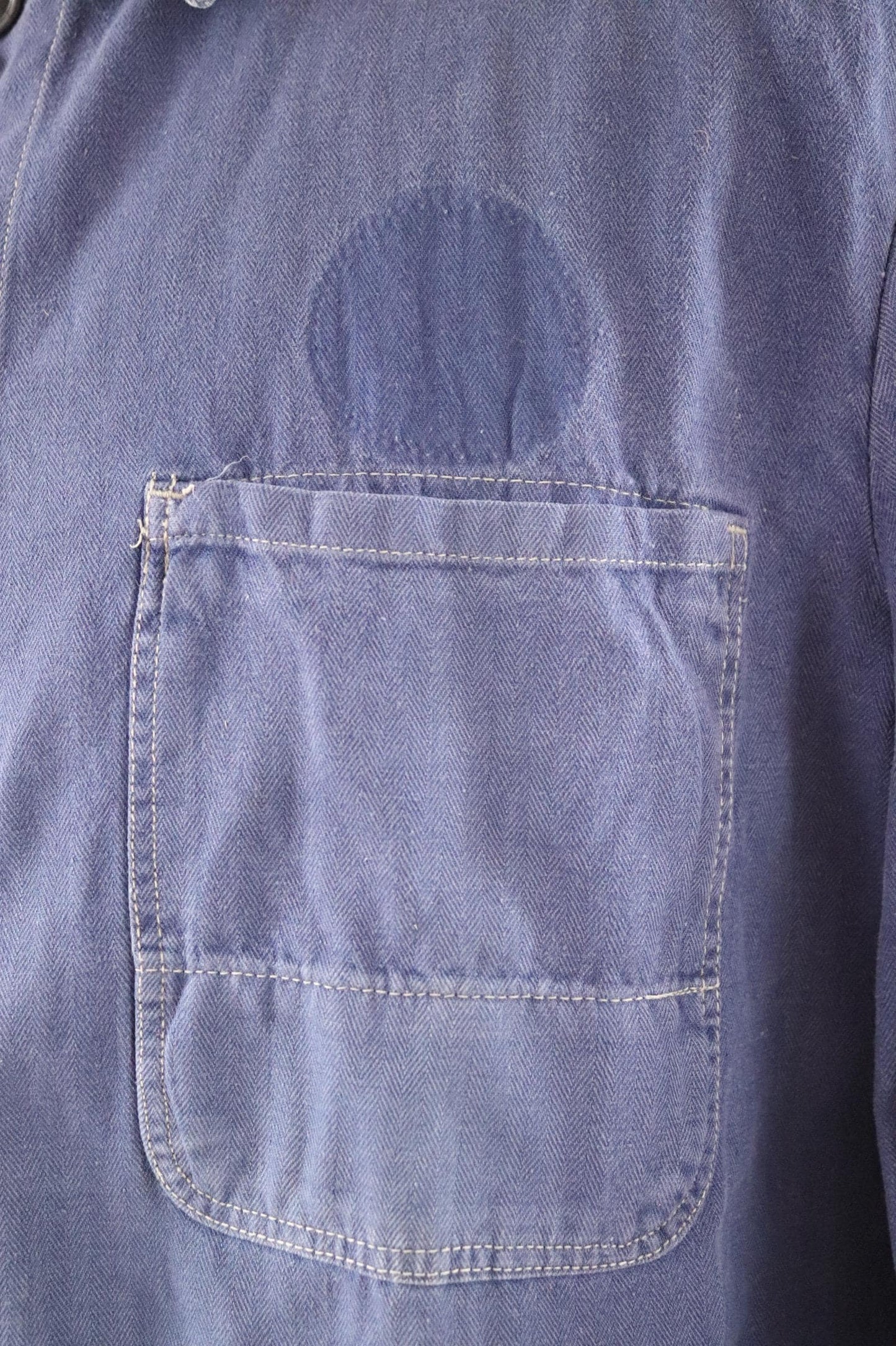 Vintage French blue workwear jacket - cotton twill - 50” chest - bleu de travail
