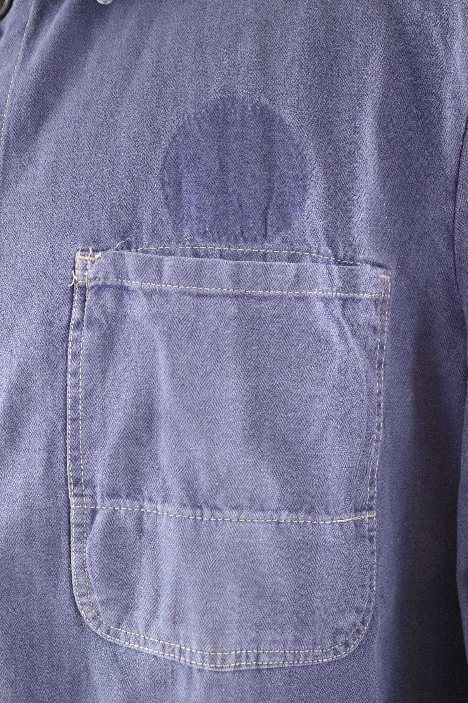 Vintage French blue workwear jacket - cotton twill - 50” chest - bleu de travail