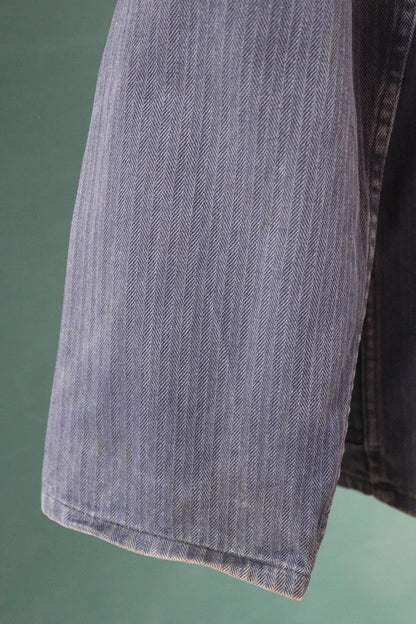 Vintage French blue workwear jacket - cotton twill - 48” chest - bleu de travail
