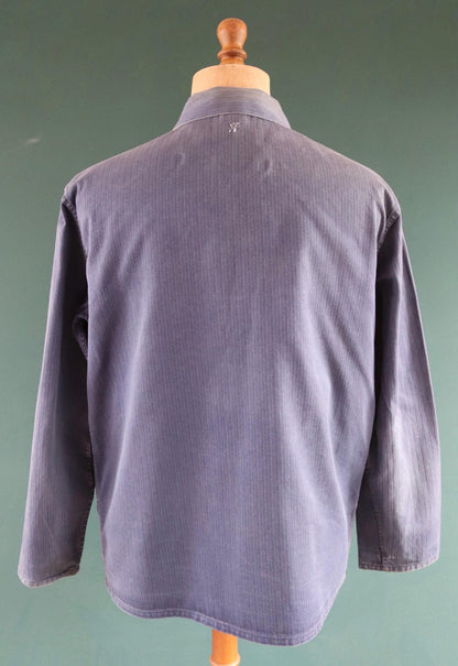 Vintage French blue workwear jacket - cotton twill - 48” chest - bleu de travail