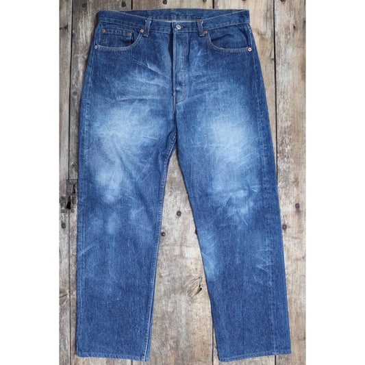 Vintage 1980s Levis 501 denim jeans - made in USA - small e red tab - 35” x 30”
