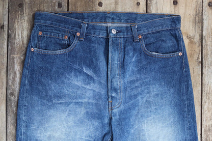 Vintage 1980s Levis 501 denim jeans - made in USA - small e red tab - 35” x 30”