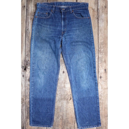 Vintage 1980s Levis 505 denim jeans - made in USA - small e red tab - 34” x 30”