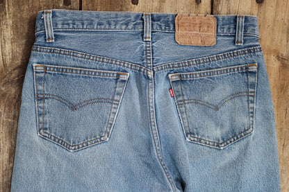 Vintage 1980s Levis 501 denim jeans - made in USA - small e red tab - 32” x 30”