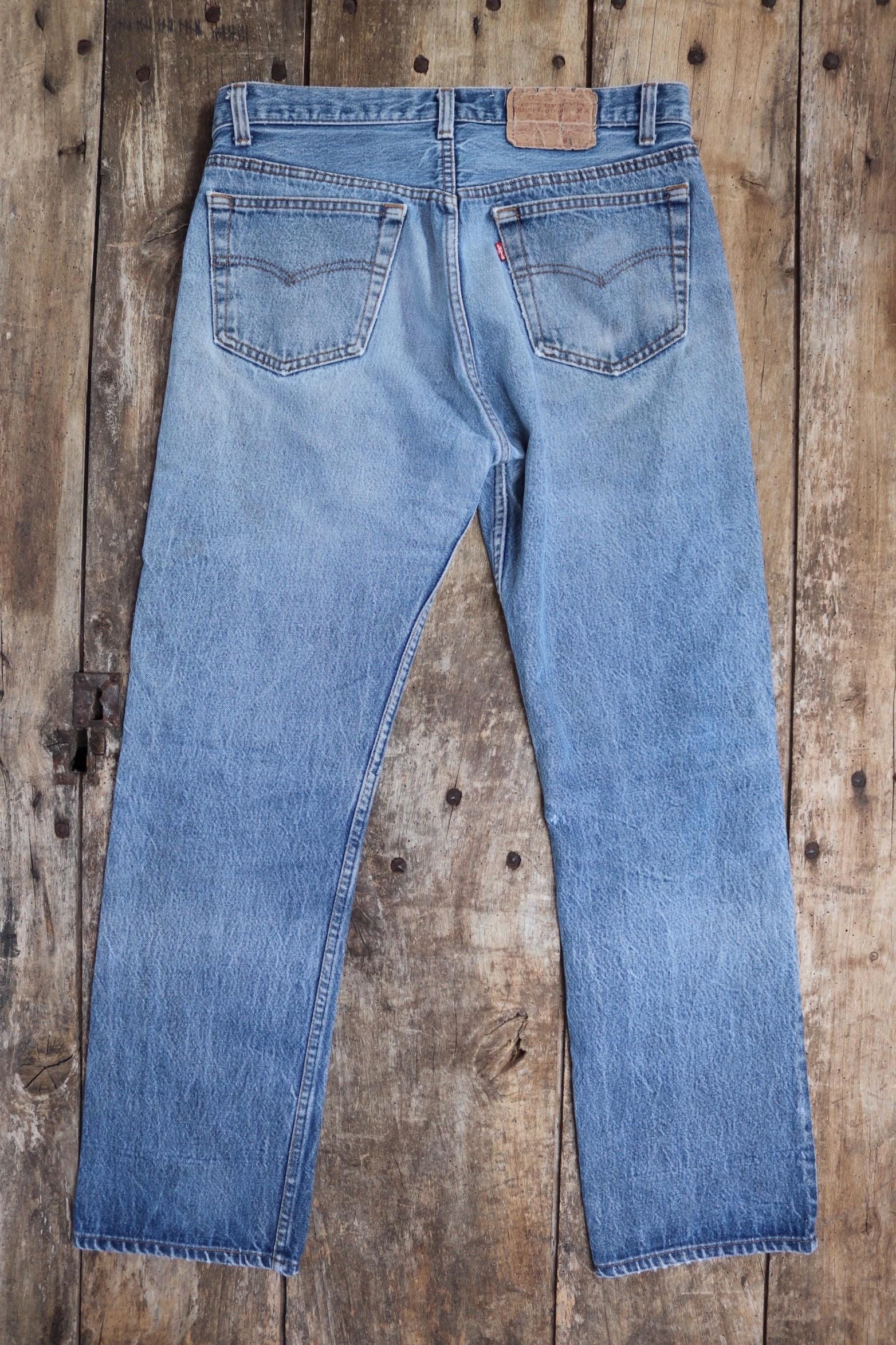 Vintage 1980s Levis 501 denim jeans - made in USA - small e red tab - 32” x 30”