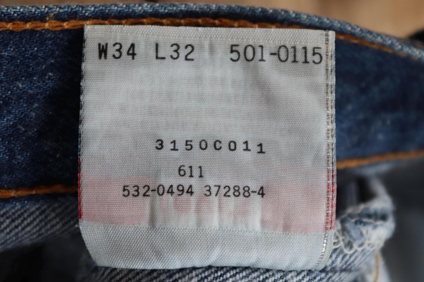 Vintage 1990s Levis 501 denim jeans - made in USA - small e red tab - 33” x 32”