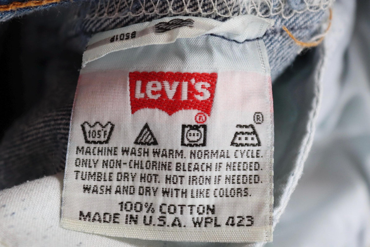 Vintage 1990s Levis 501 denim jeans - made in USA - small e red tab - 33” x 32”