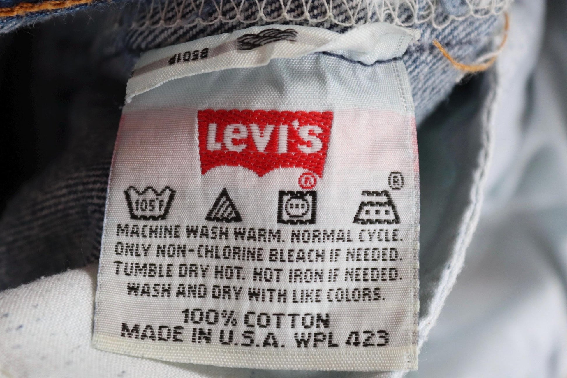 Vintage 1990s Levis 501 denim jeans - made in USA - small e red tab - 33” x 32”
