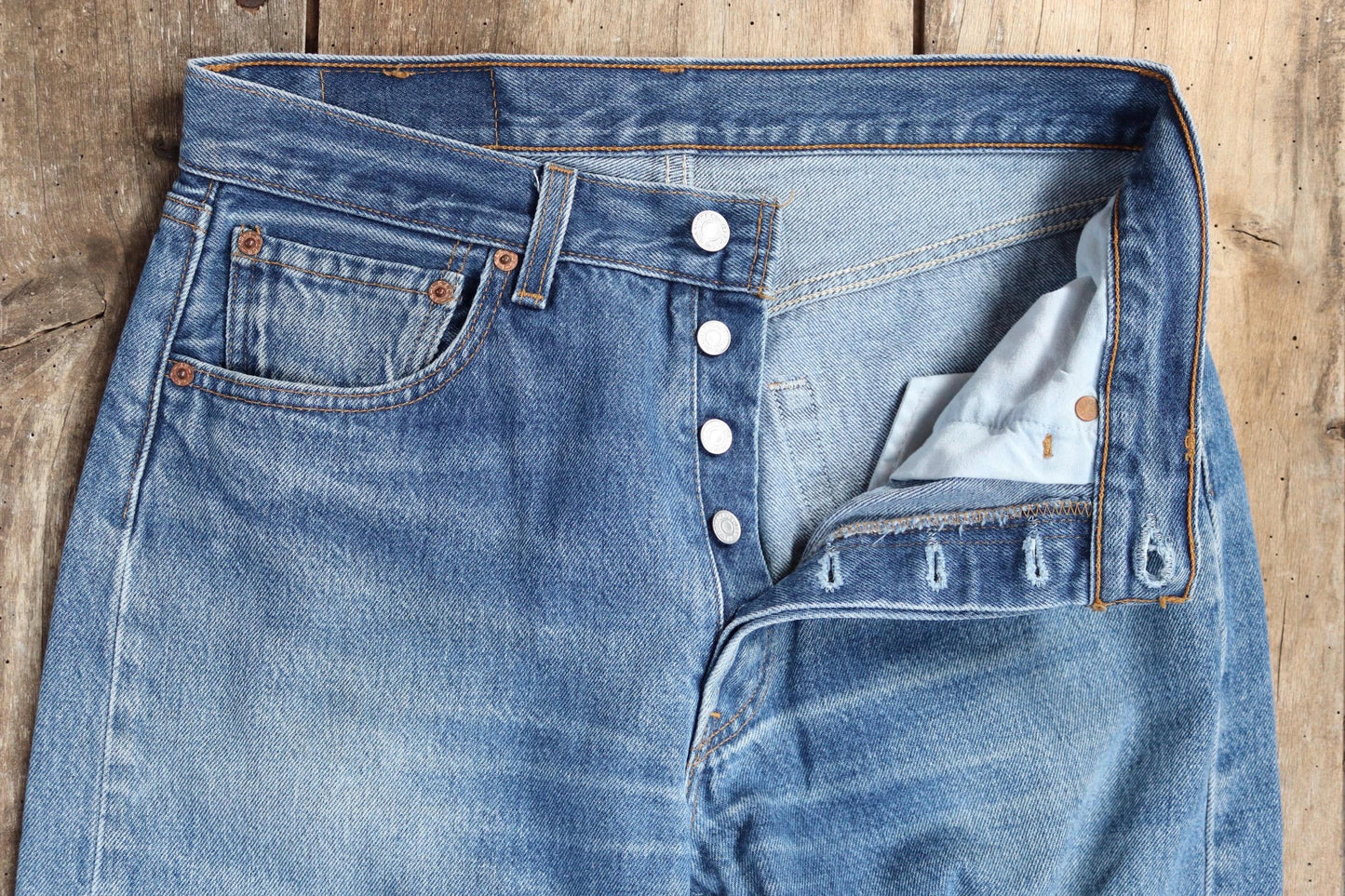 Vintage 1990s Levis 501 denim jeans - made in USA - small e red tab - 31” x 31”