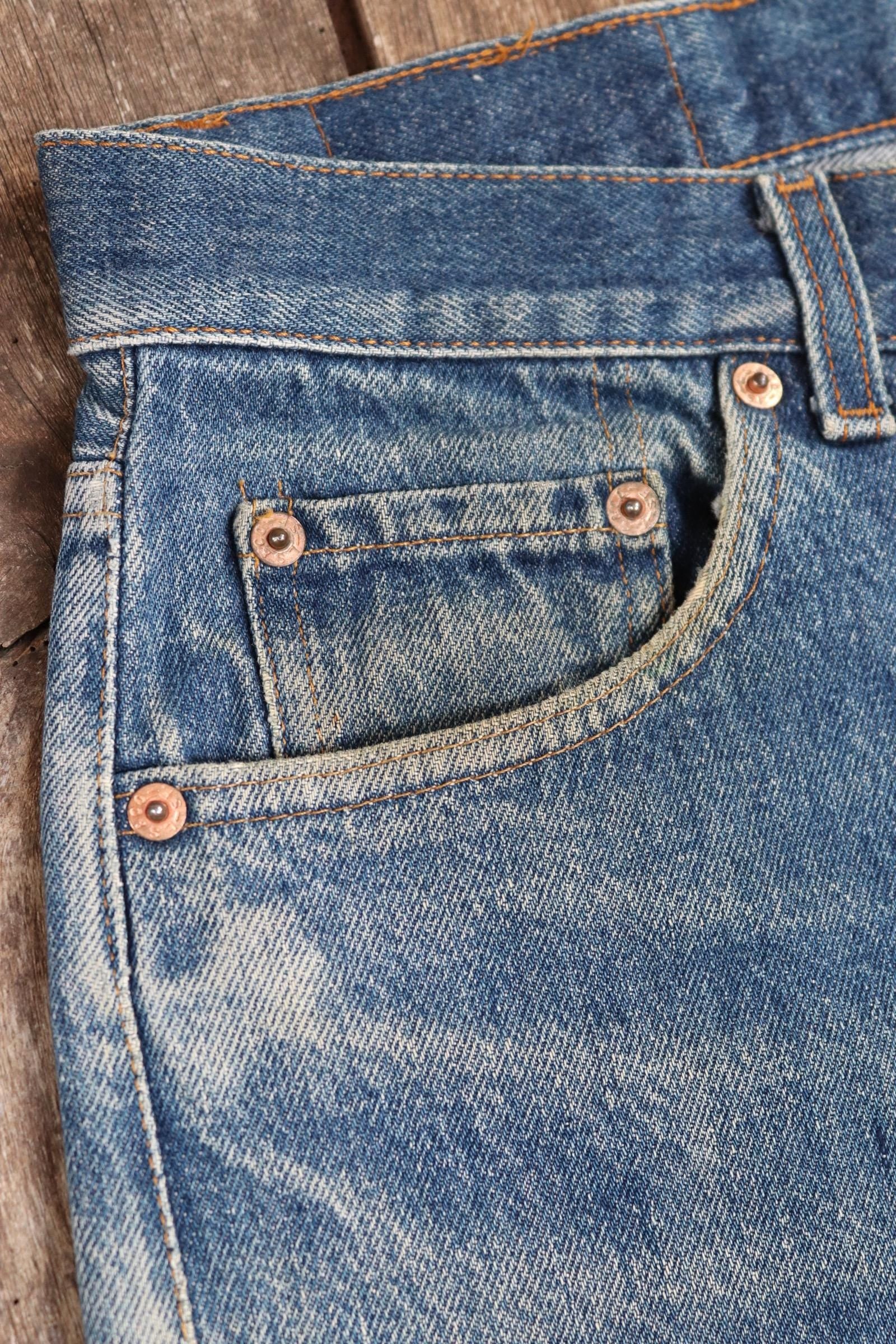 Vintage 1980s Levis 501 denim jeans - made in USA - small e red tab - Valencia St - 30” x 31”