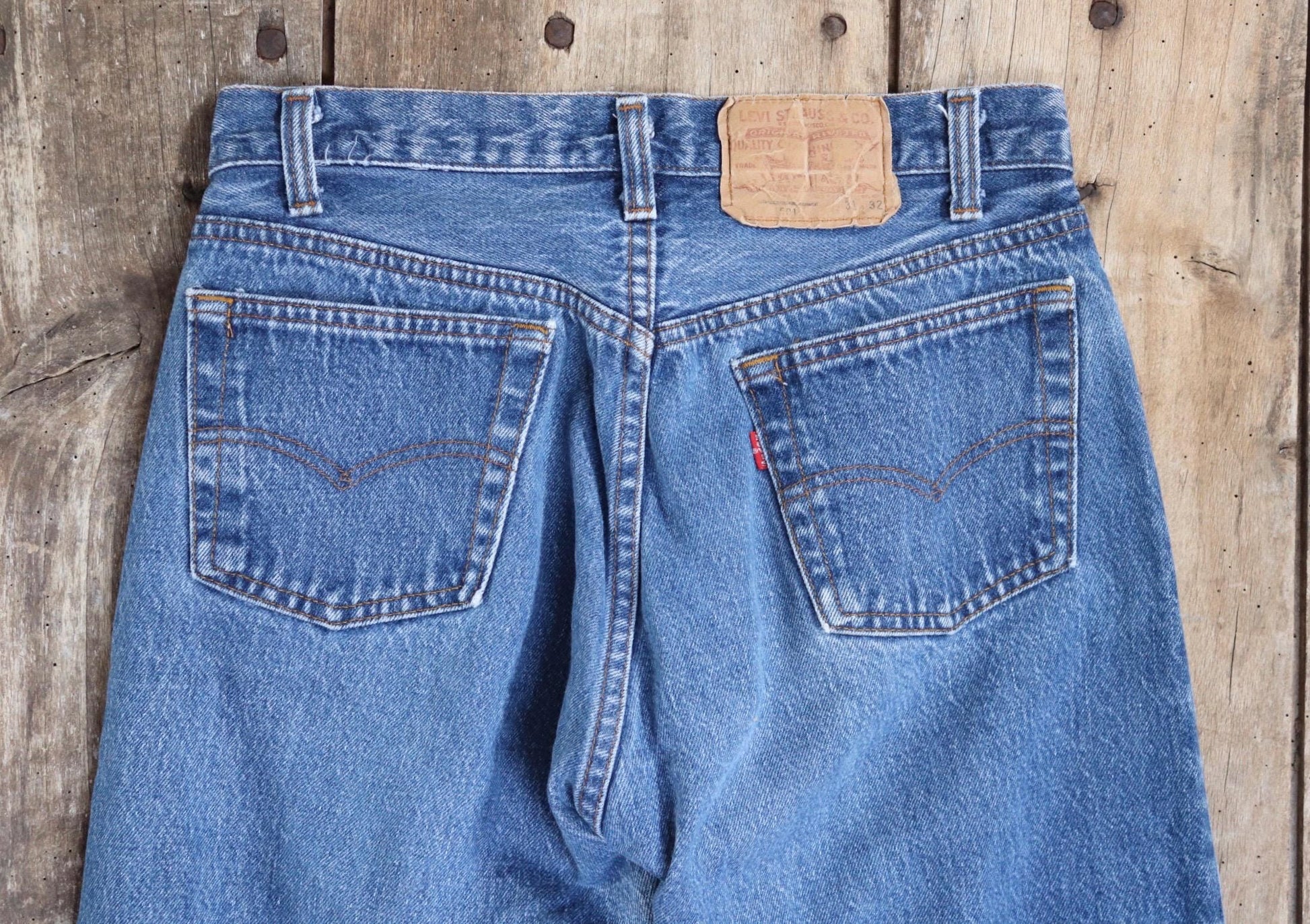 Vintage 1990s Levis 501 denim jeans - made in USA - small e red tab - 29” x 29”
