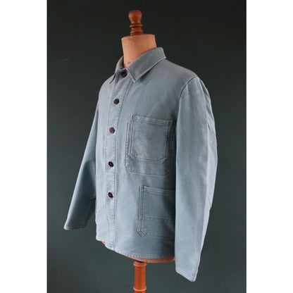 Vintage 1970s teal green moleskin workwear jacket - chore coat - 46" chest