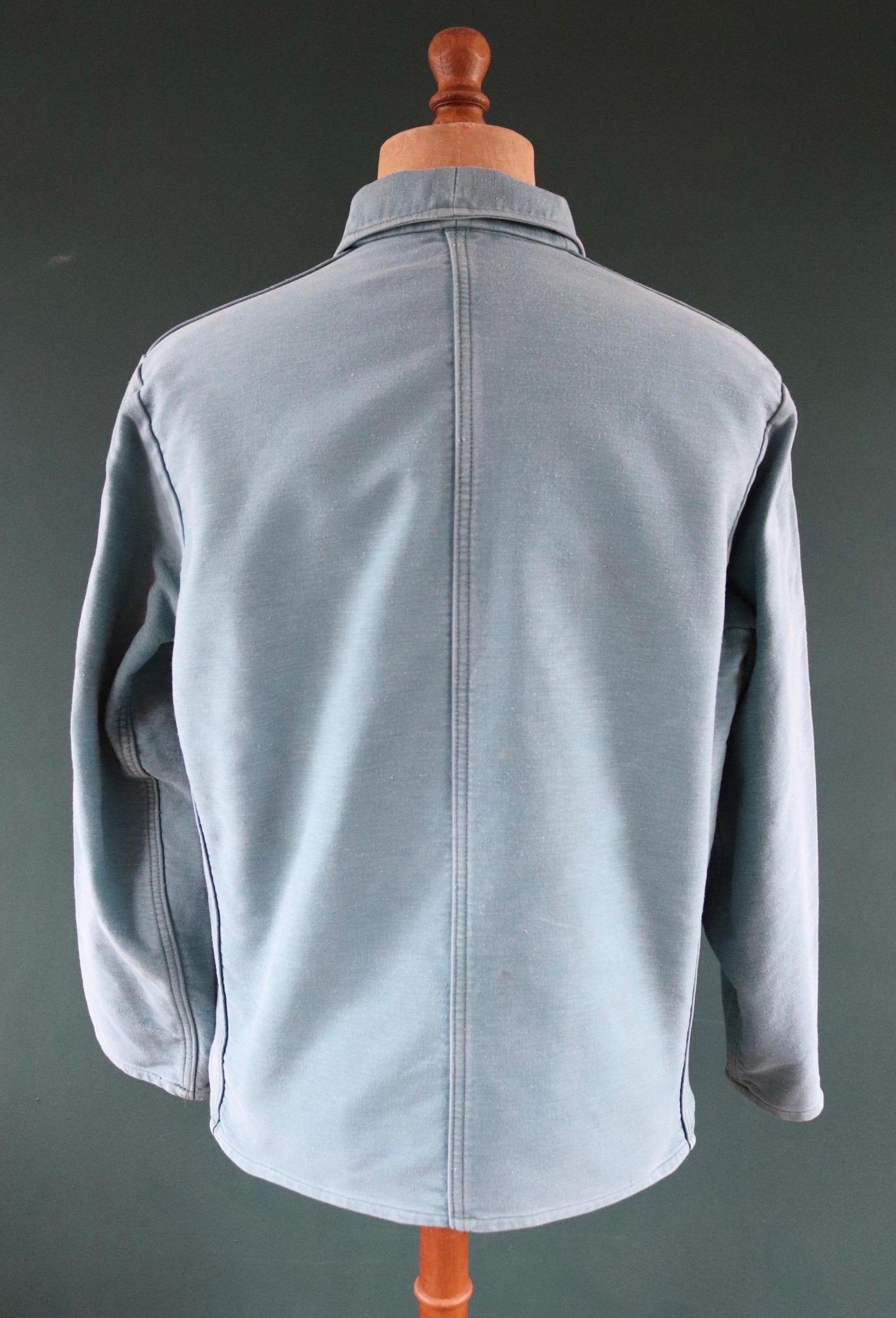 Vintage 1970s teal green moleskin workwear jacket - chore coat - 46" chest