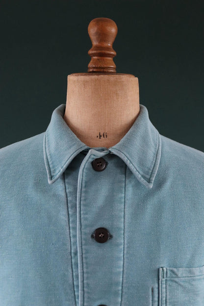 Vintage 1970s teal green moleskin workwear jacket - chore coat - 46" chest