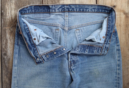 Vintage 1990s Levis 501 denim jeans - made in USA - small e red tab - 32” x 33”