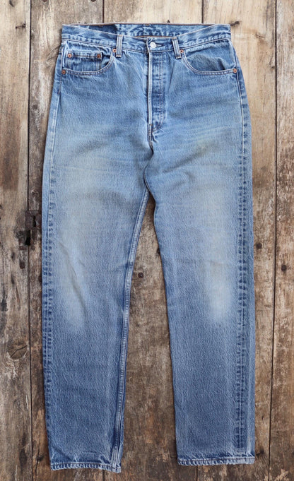 Vintage 1990s Levis 501 denim jeans - made in USA - small e red tab - 32” x 33”