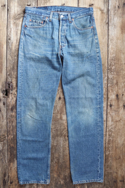 Vintage 1990s Levis 501 denim jeans - made in UK - small e red tab - 32” x 32”