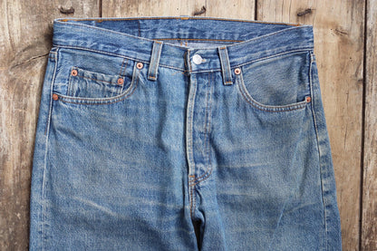 Vintage 1990s Levis 501 denim jeans - made in UK - small e red tab - 32” x 32”