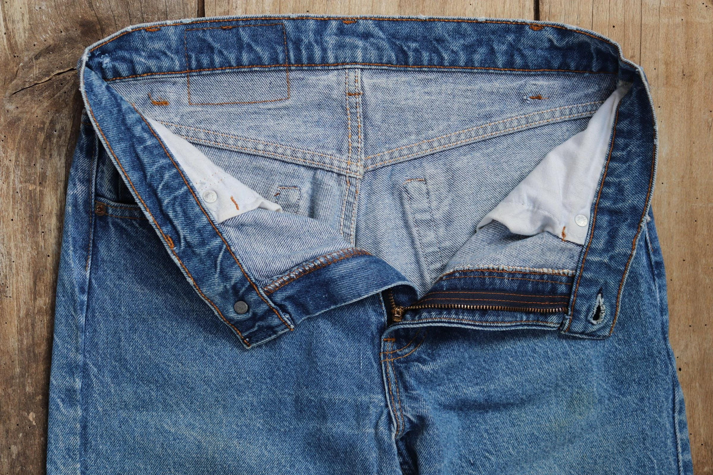 Vintage 1980s Levis 505 denim jeans - made in USA - small e red tab - 30” x 31”