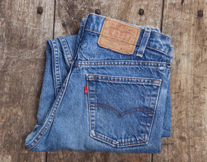 Vintage 1980s Levis 505 denim jeans - made in USA - small e red tab - 30” x 31”