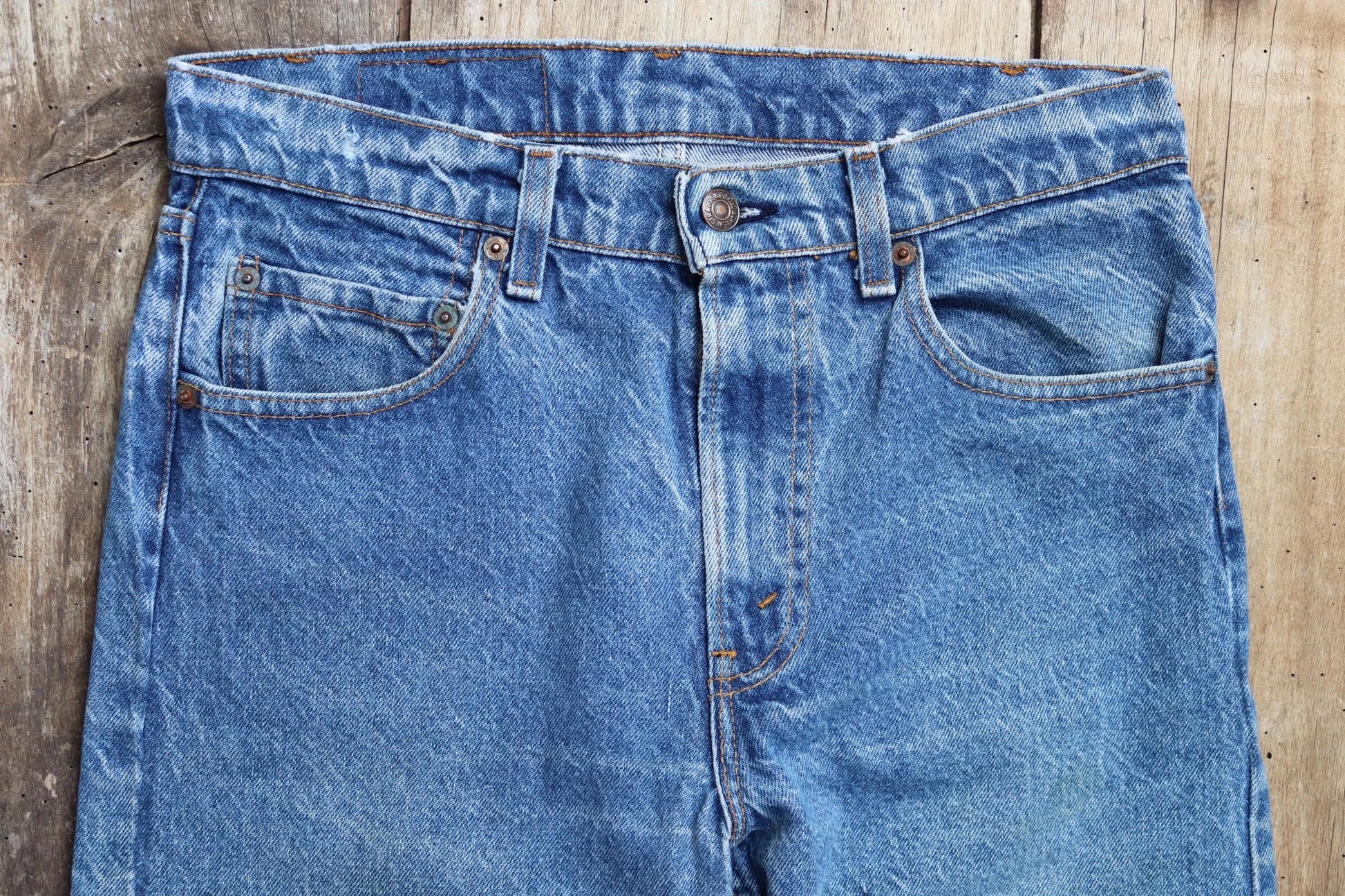 Vintage 1980s Levis 505 denim jeans - made in USA - small e red tab - 30” x 31”