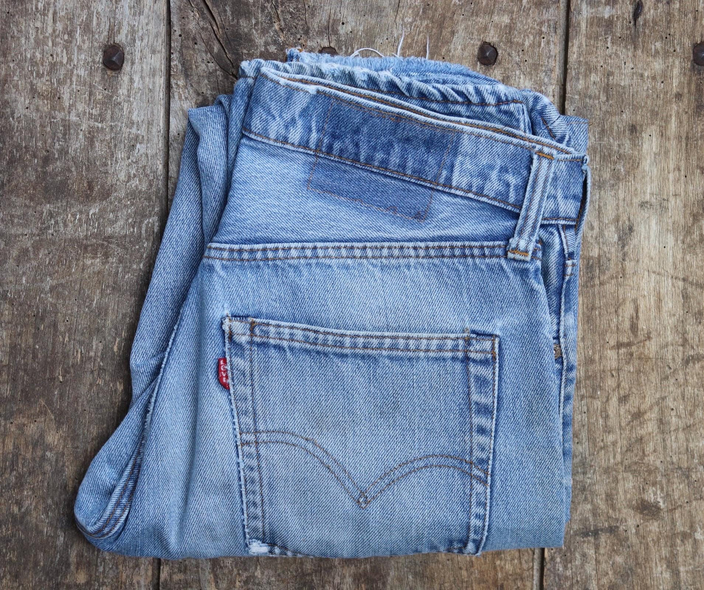 Vintage 1980s Levis 505 denim jeans - made in USA - small e red tab - 30” x 31”