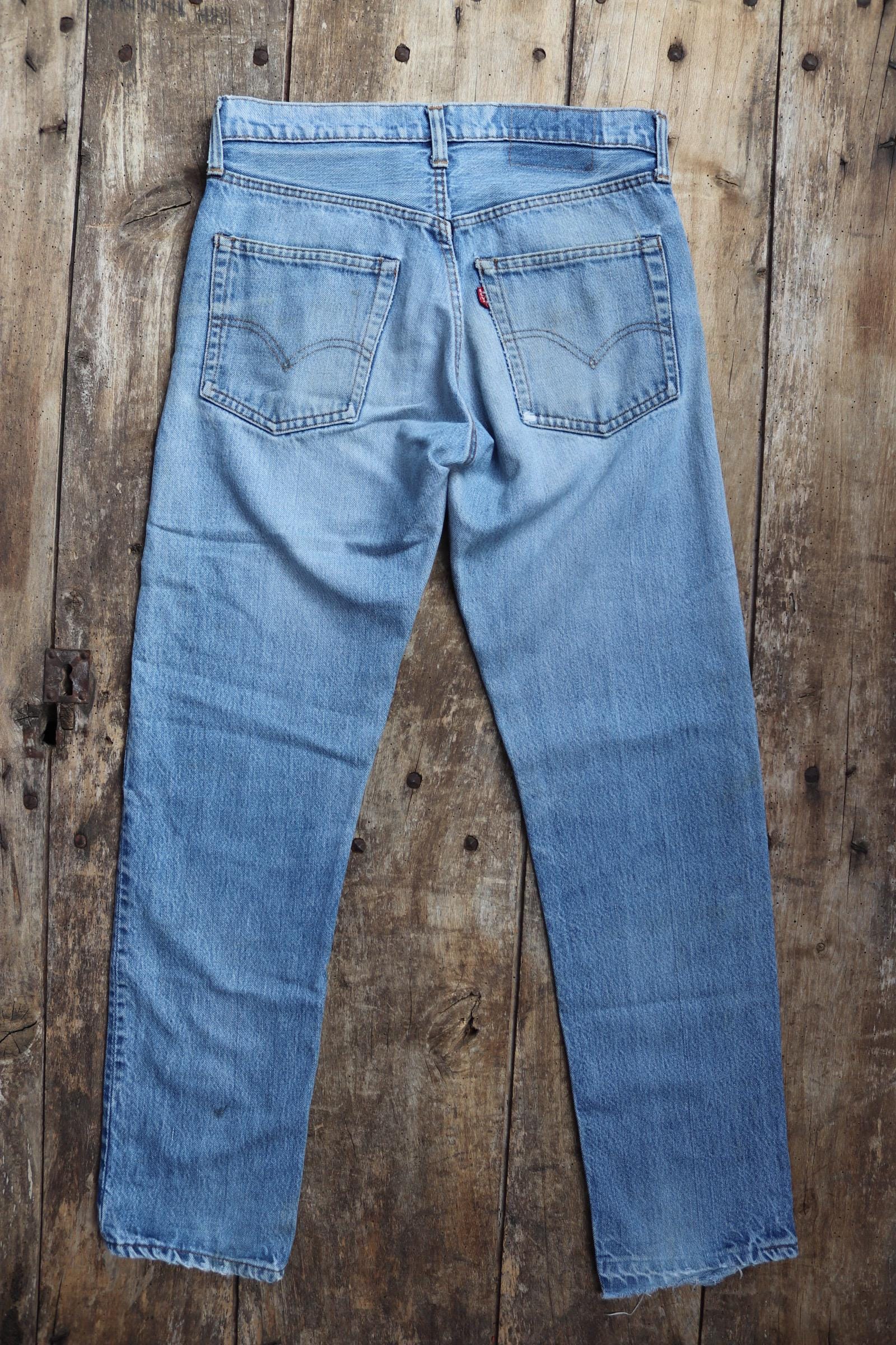 Vintage 1980s Levis 505 denim jeans - made in USA - small e red tab - 30” x 31”