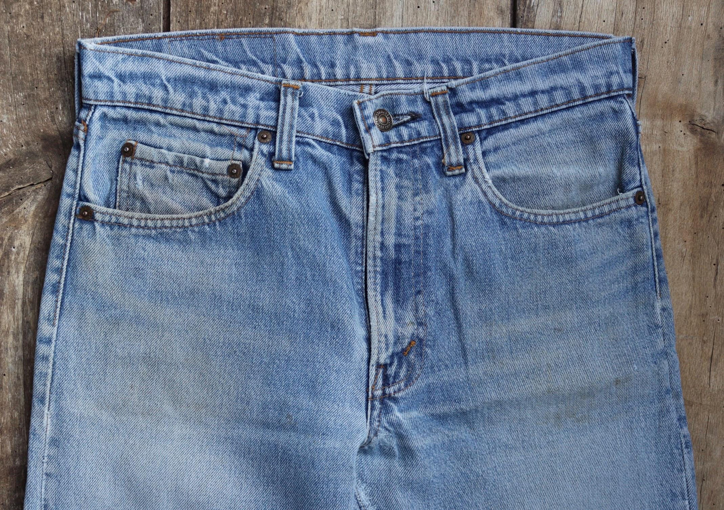 Vintage 1980s Levis 505 denim jeans - made in USA - small e red tab - 30” x 31”