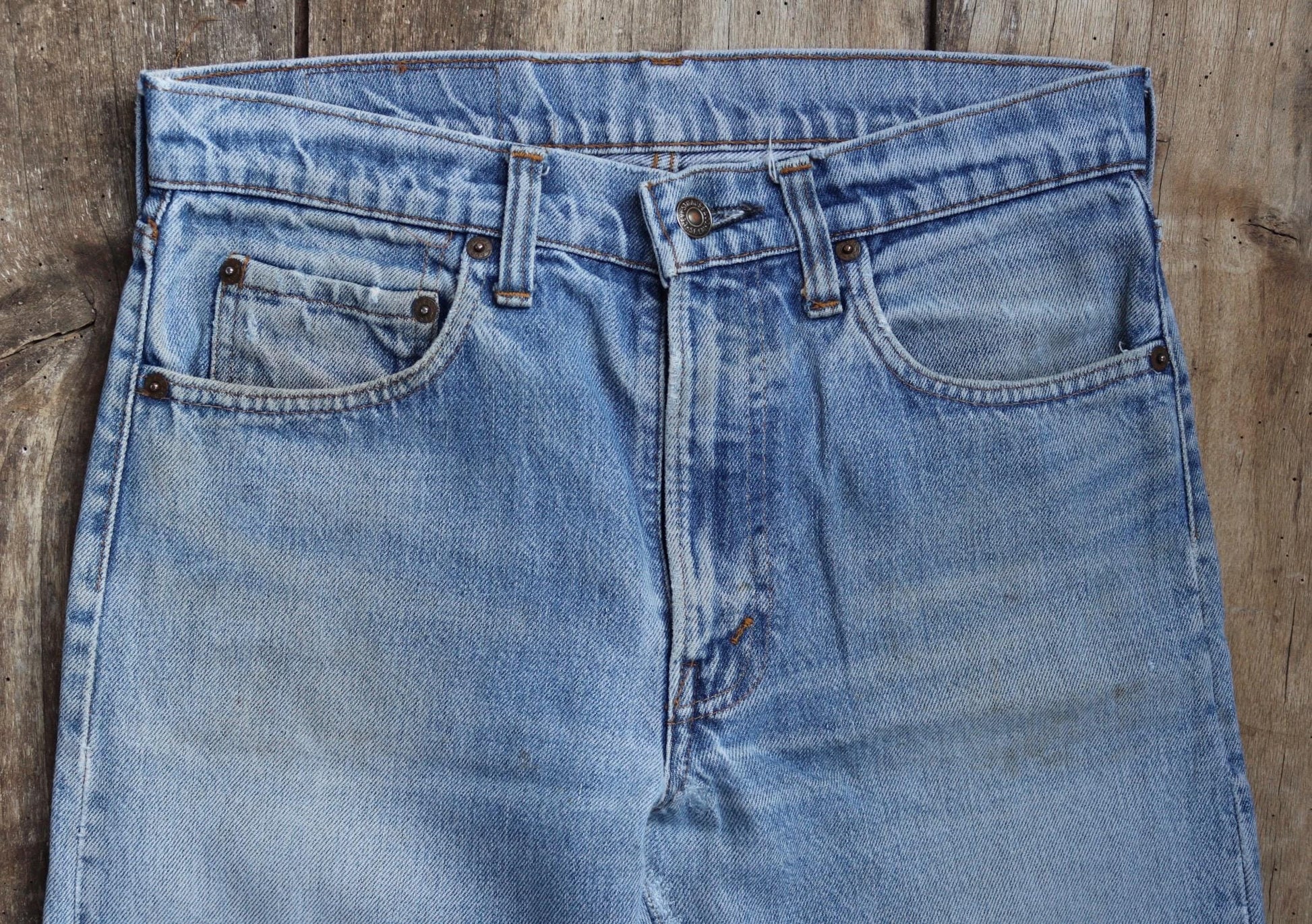 Vintage 1980s Levis 505 denim jeans - made in USA - small e red tab - 30” x 31”