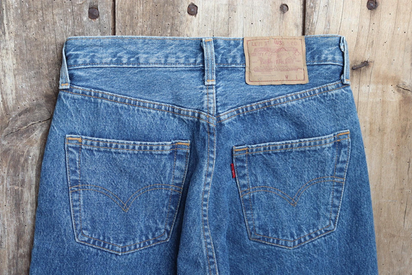 Vintage 1990s Levis 501 denim jeans - made in UK - small e red tab - 28” x 34”