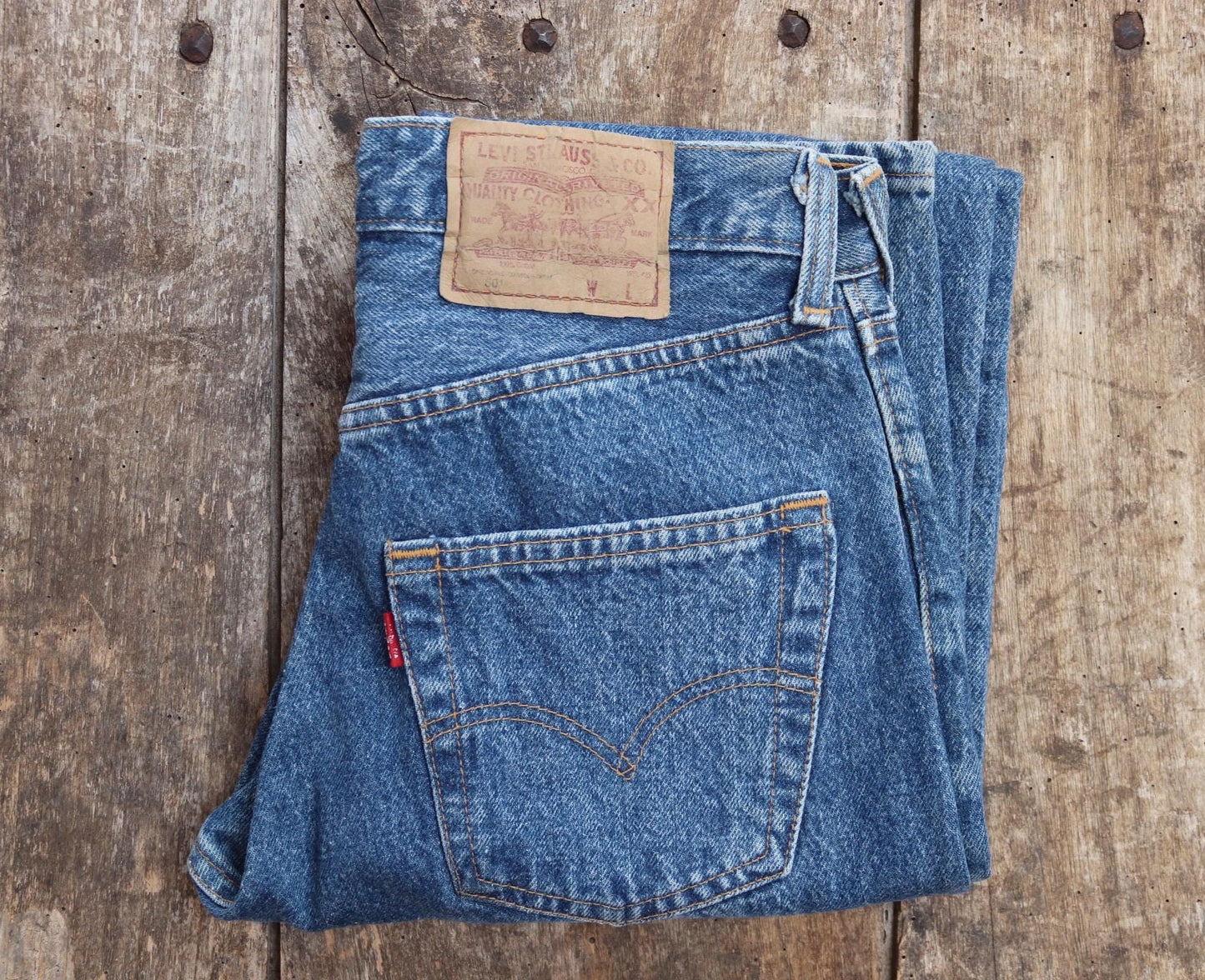 Vintage 1990s Levis 501 denim jeans - made in UK - small e red tab - 28” x 34”