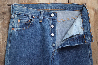 Vintage 1990s Levis 501 denim jeans - made in UK - small e red tab - 28” x 34”