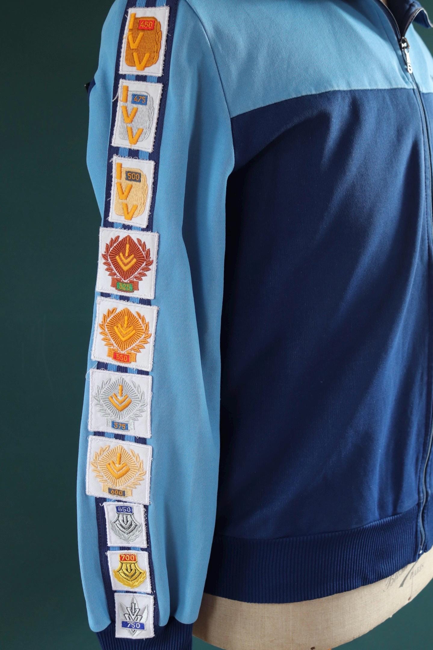 Vintage 1980s Adidas track top - 1970s sportswear - souvenir patches - 43” chest