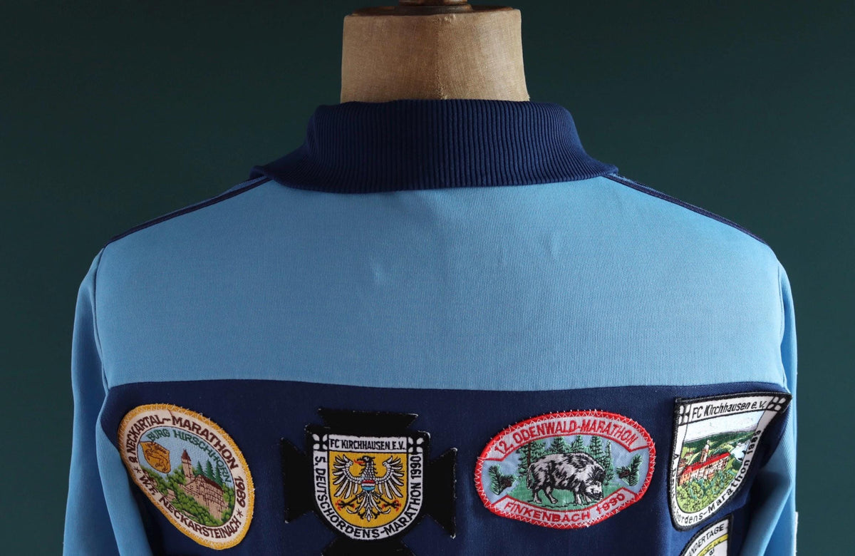 Vintage 1980s Adidas track top - 1970s sportswear - souvenir patches - 43” chest