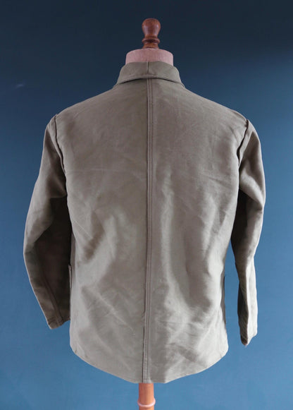 Vintage 1980s green moleskin workwear jacket - chore coat - 44" chest