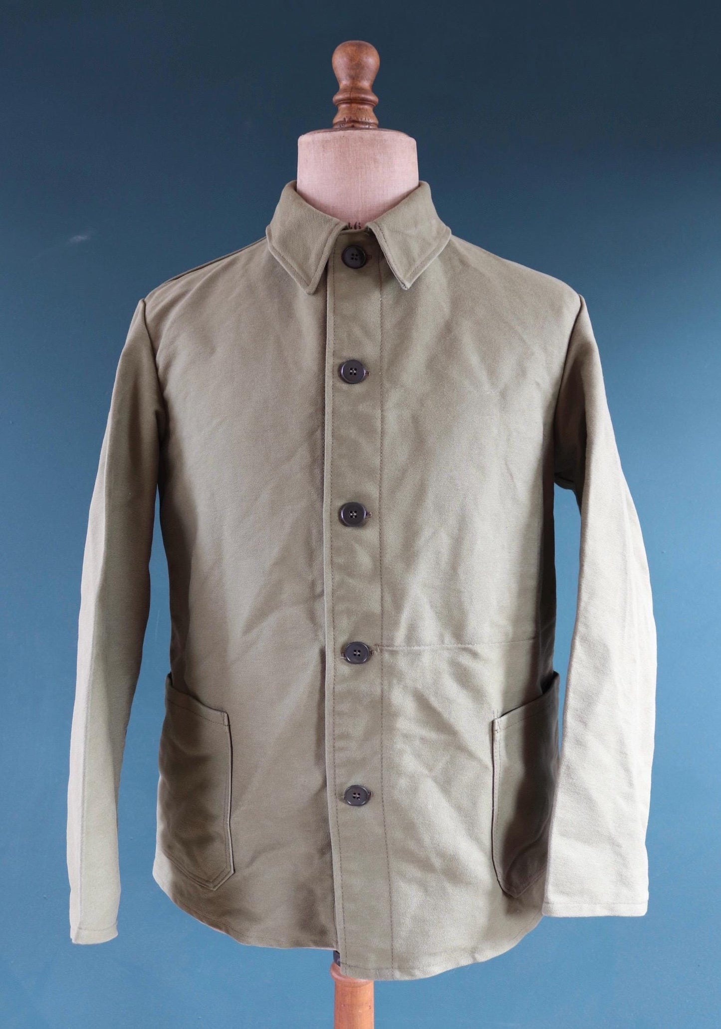 Vintage 1980s green moleskin workwear jacket - chore coat - 44" chest