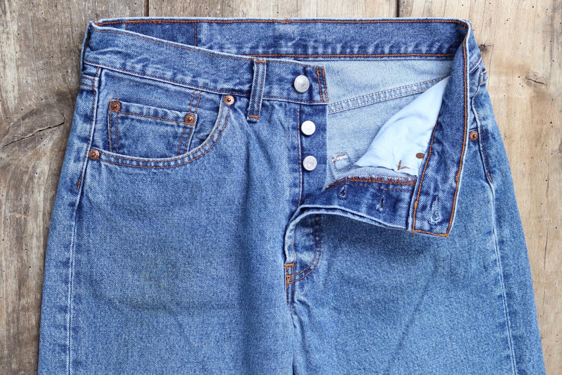 Vintage Levis 501 jeans - blue denim workwear - made in USA - 30" x 29"