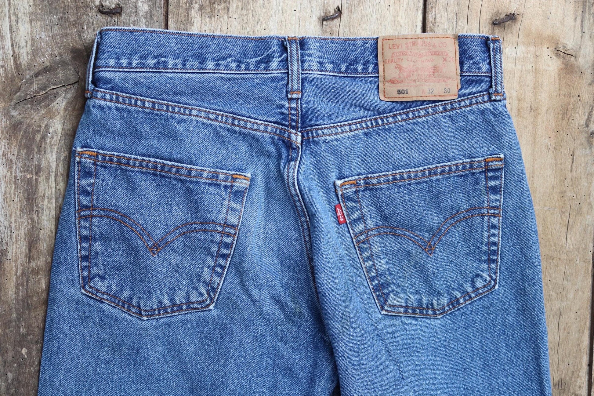 Vintage Levis 501 jeans - blue denim workwear - made in USA - 30" x 29"