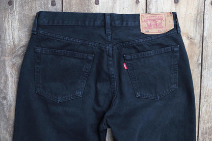 Vintage Levis 501 jeans - black denim workwear - made in UK - 32" x 34"