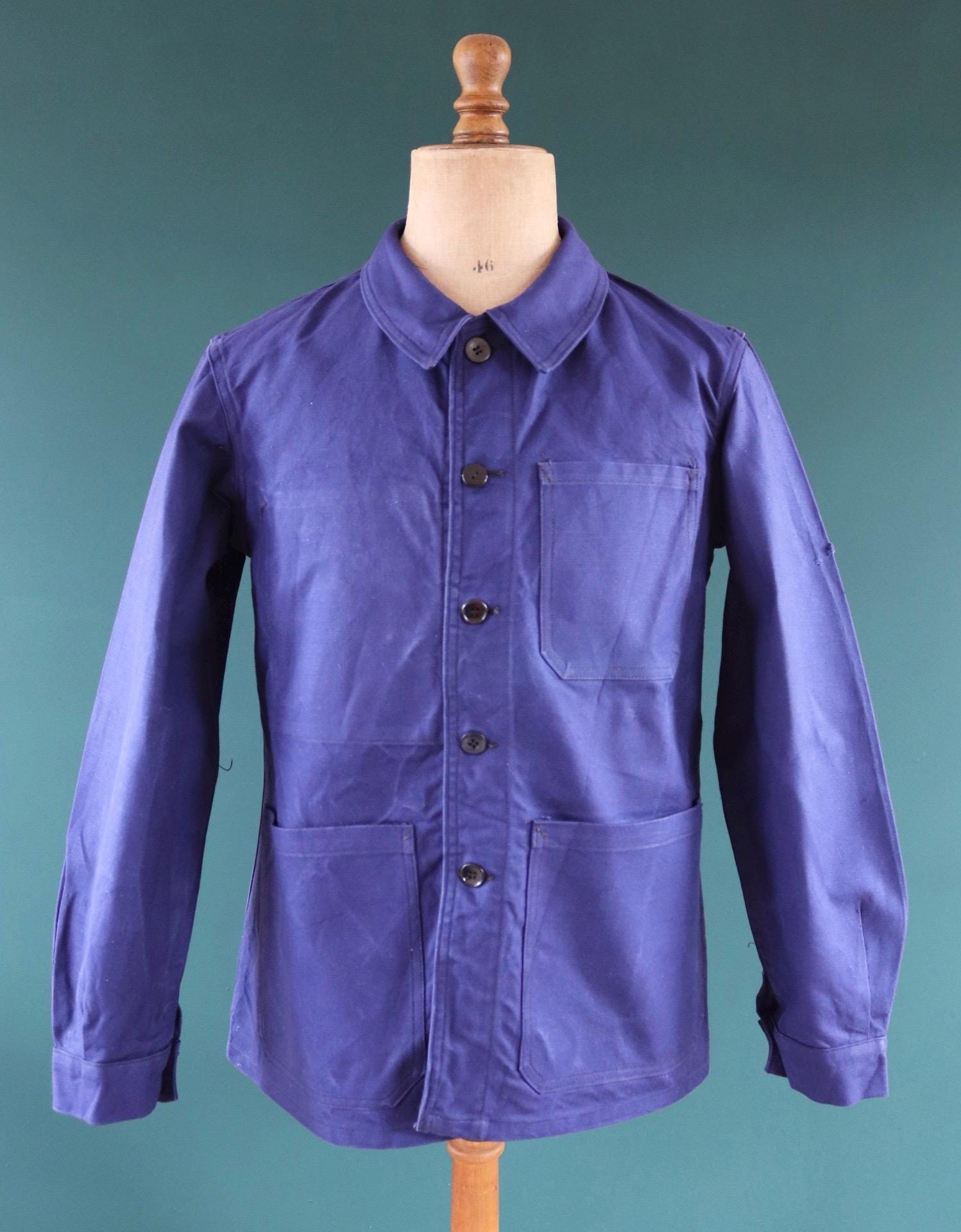 Vintage French workwear jacket - cotton twill chore coat - 43” chest