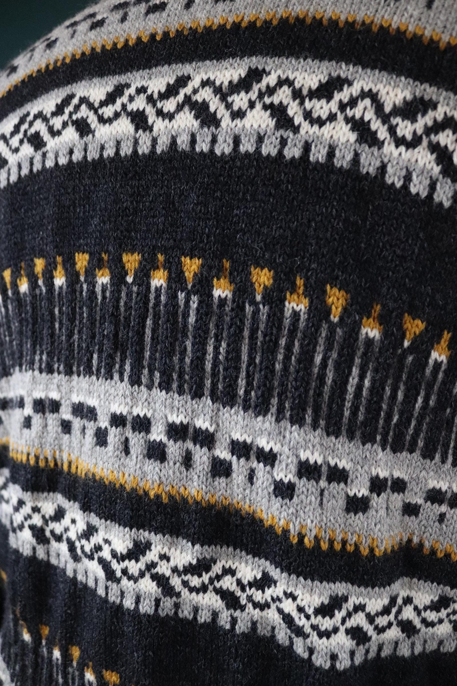 Vintage 1970s Norwegian hand knitted wool cardigan - Scandi sweater - 40" chest