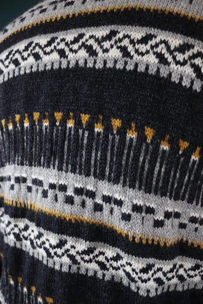 Vintage 1970s Norwegian hand knitted wool cardigan - Scandi sweater - 40" chest