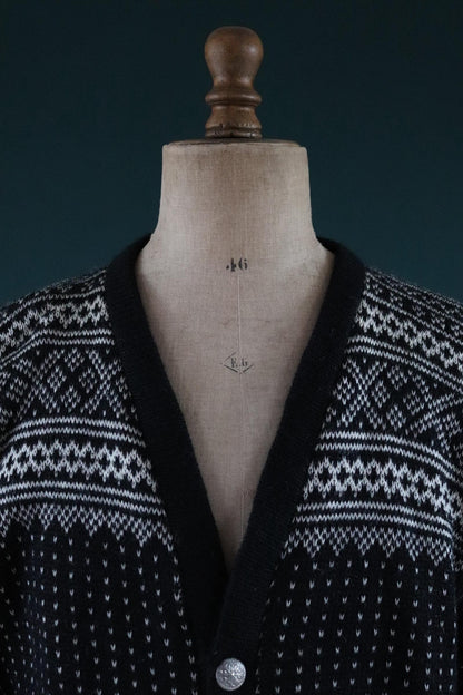 Vintage 1970s Norwegian knitted wool cardigan - Scandi sweater - 46" chest